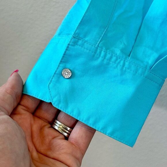 NWT Rare Thierry Mugler X H&M Blue Double Breasted Poplin Men's Shirt Small - Picture 4 of 12